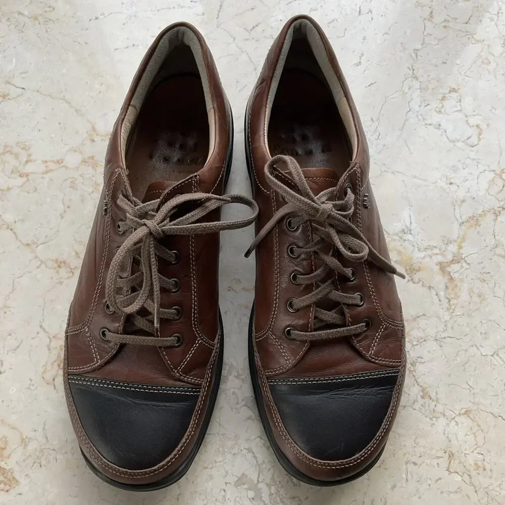 Finn Comfort Alamo Size US 9 UK 8.5 Men's‎ Brown W/ Black toe cap Leather Shoes
